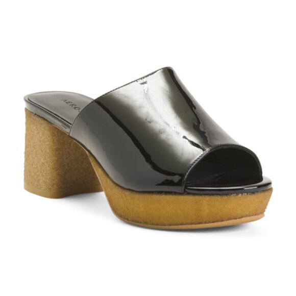 NEW AEROSOLES Canie Platform Heel Sandals black 166mn - Picture 1 of 2